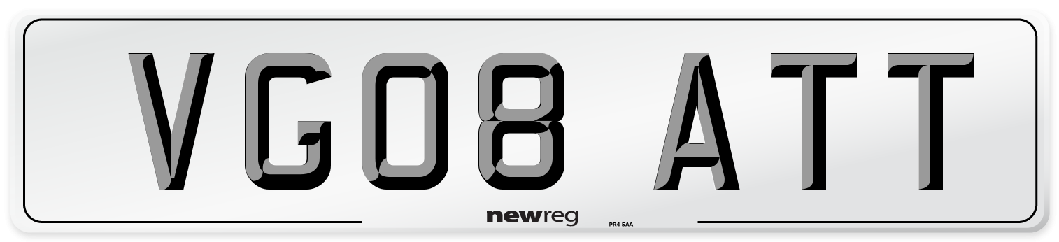 VG08 ATT Number Plate from New Reg